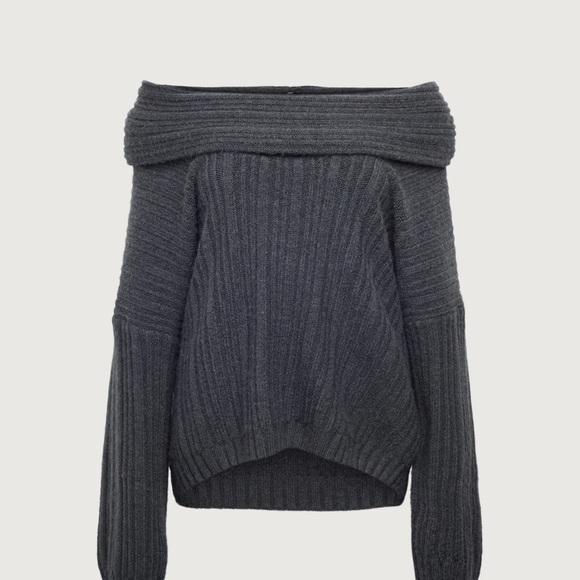 OAK + FORT Charcoal Off-Shoulder Sweater - Picture 3 of 4